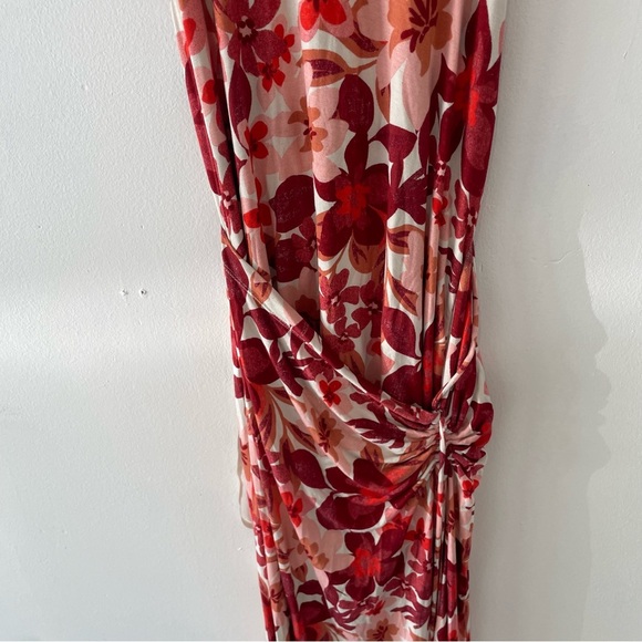 Free People Mimi Pink Red Floral Ruched Beachy Flowy Maxi Dress 37625 - Picture 10 of 14